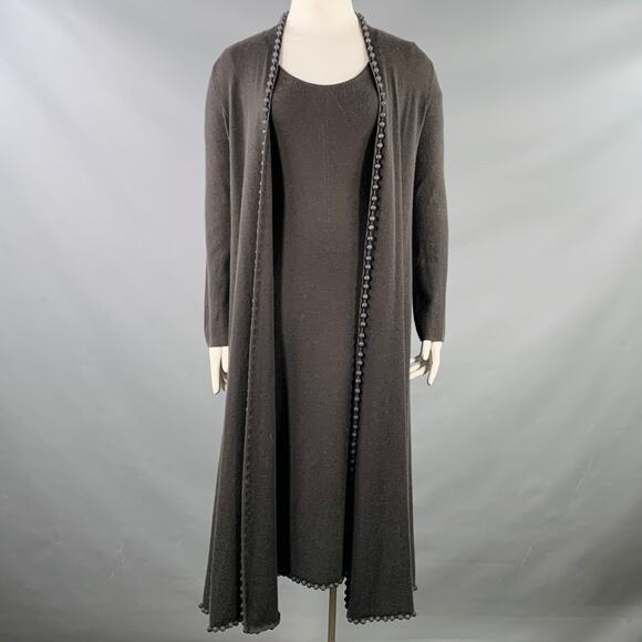 TSE Size L Grey Slate Cashmere Rib Knit Open Front Cardigan Dress Set - Picture 1 of 12